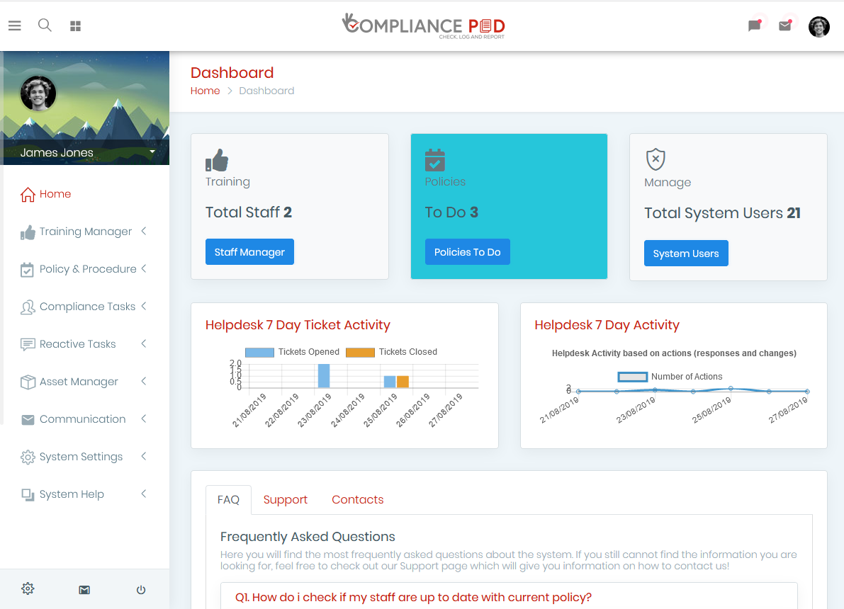 compliance management software screen