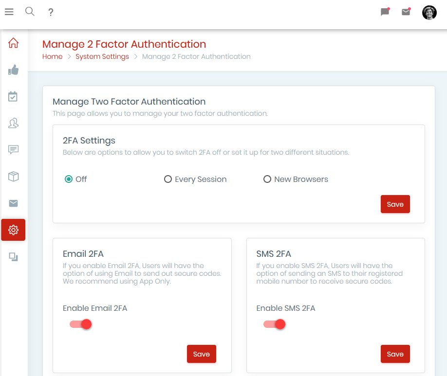 two-factor authentication (2FA) software screen